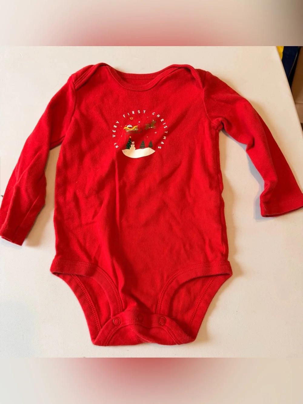 Carter's 12M My Very First Christmas 2pc Set Red Bodysuit